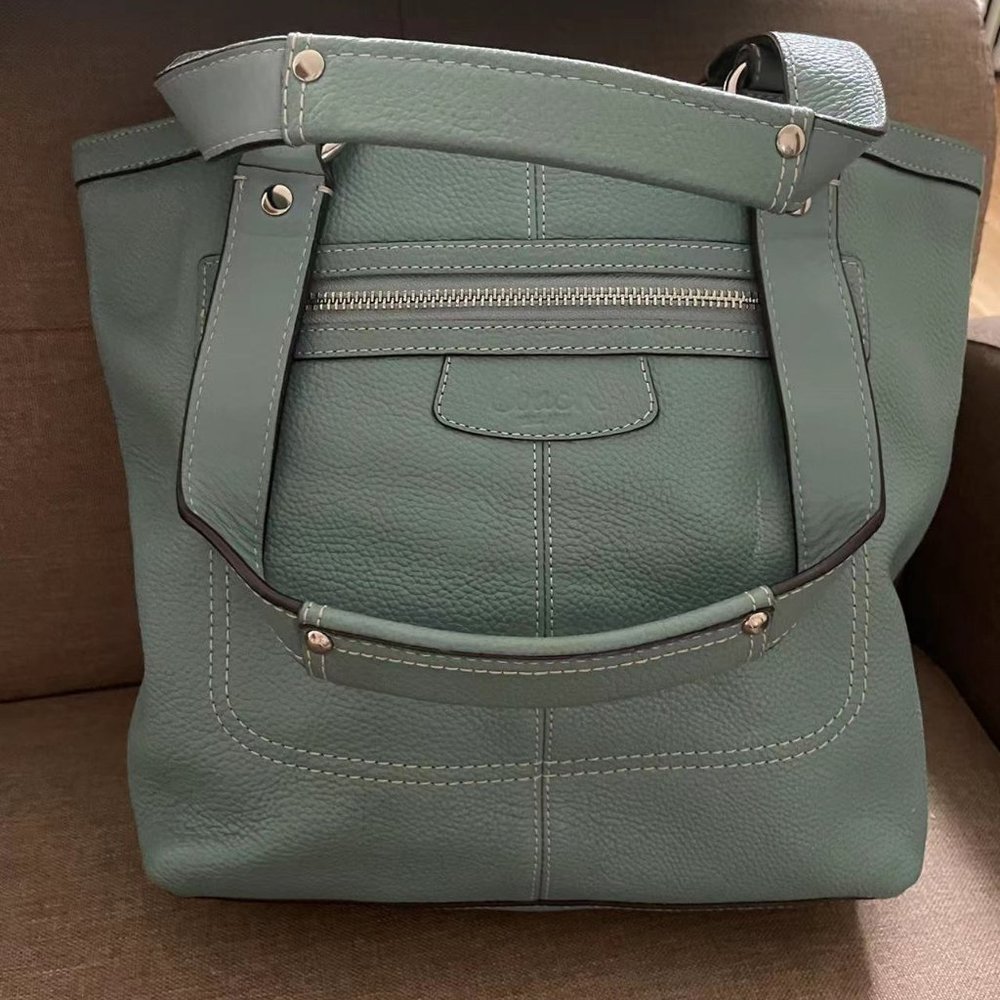 Coach Penelope Shopper F14683 Blue Green Teal Leather Satchel authentic